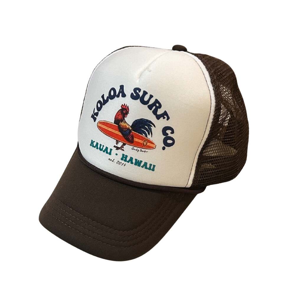 Koloa Surf Co. Kauai Hawaii Rooster Surfboard Mesh Back Trucker Hat